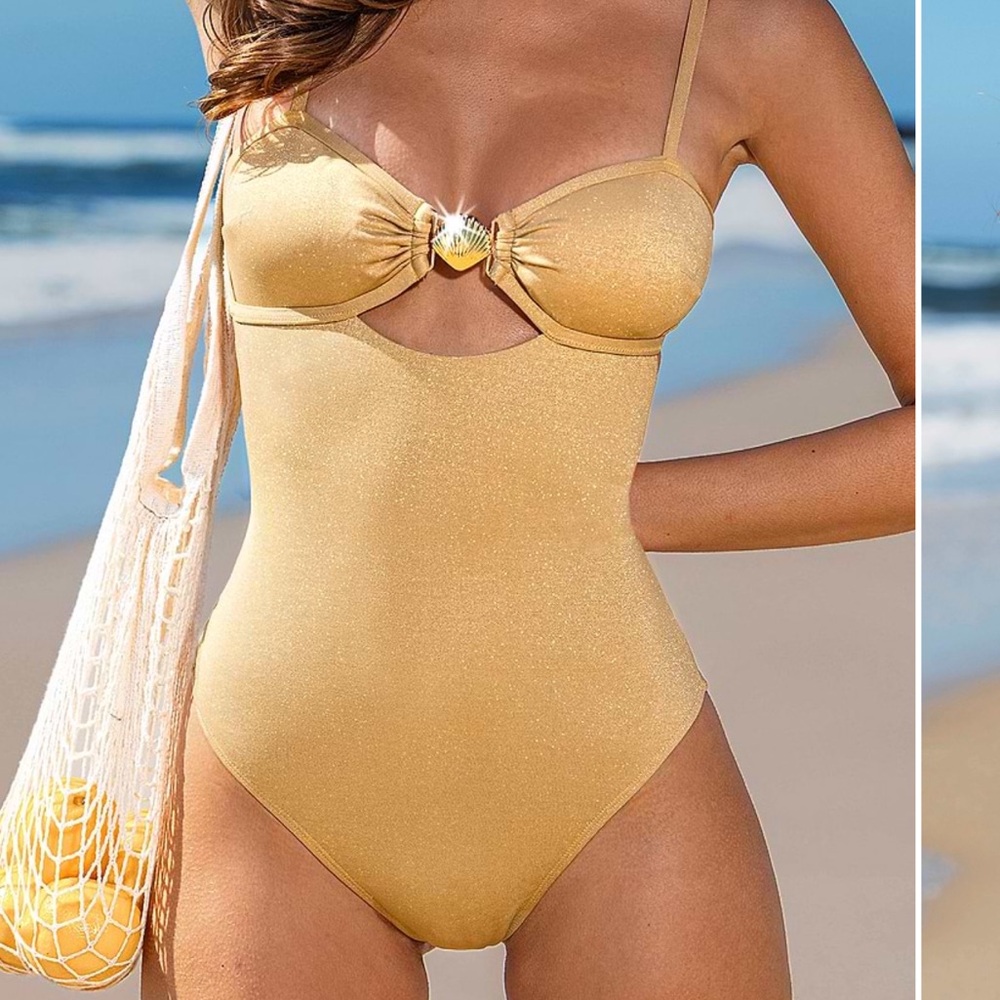 Cupshe Gold Shimmer One-Piece Swimsuit